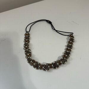 Anthropologie Pam Hiran Women’s Elegant Black Cord Brown Beaded Chocker Necklace